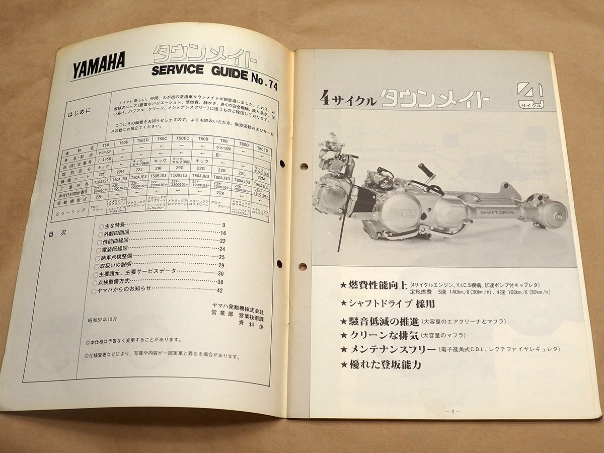 ☆タウンメイト50 22F タウンメイト80 22K 純正 サービスガイド 昭和57年 1982年 (240208DF0020)_画像4