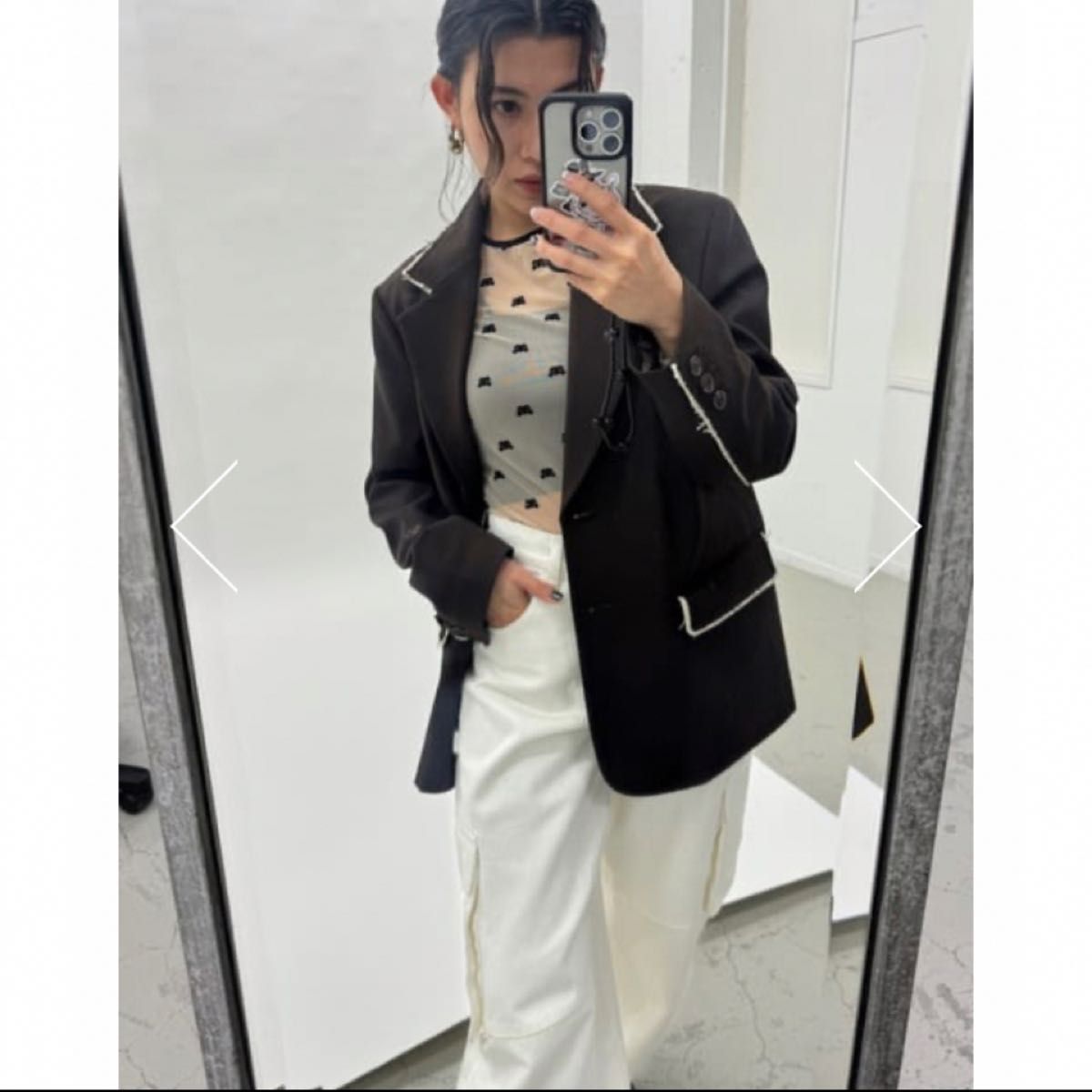 MICHIXSLY SHEER MOTIF トップス ベージュ ミチスライ シアー MICHIXSLY SHEER MOTIF トップス ベージュ ミチスライ シアー
