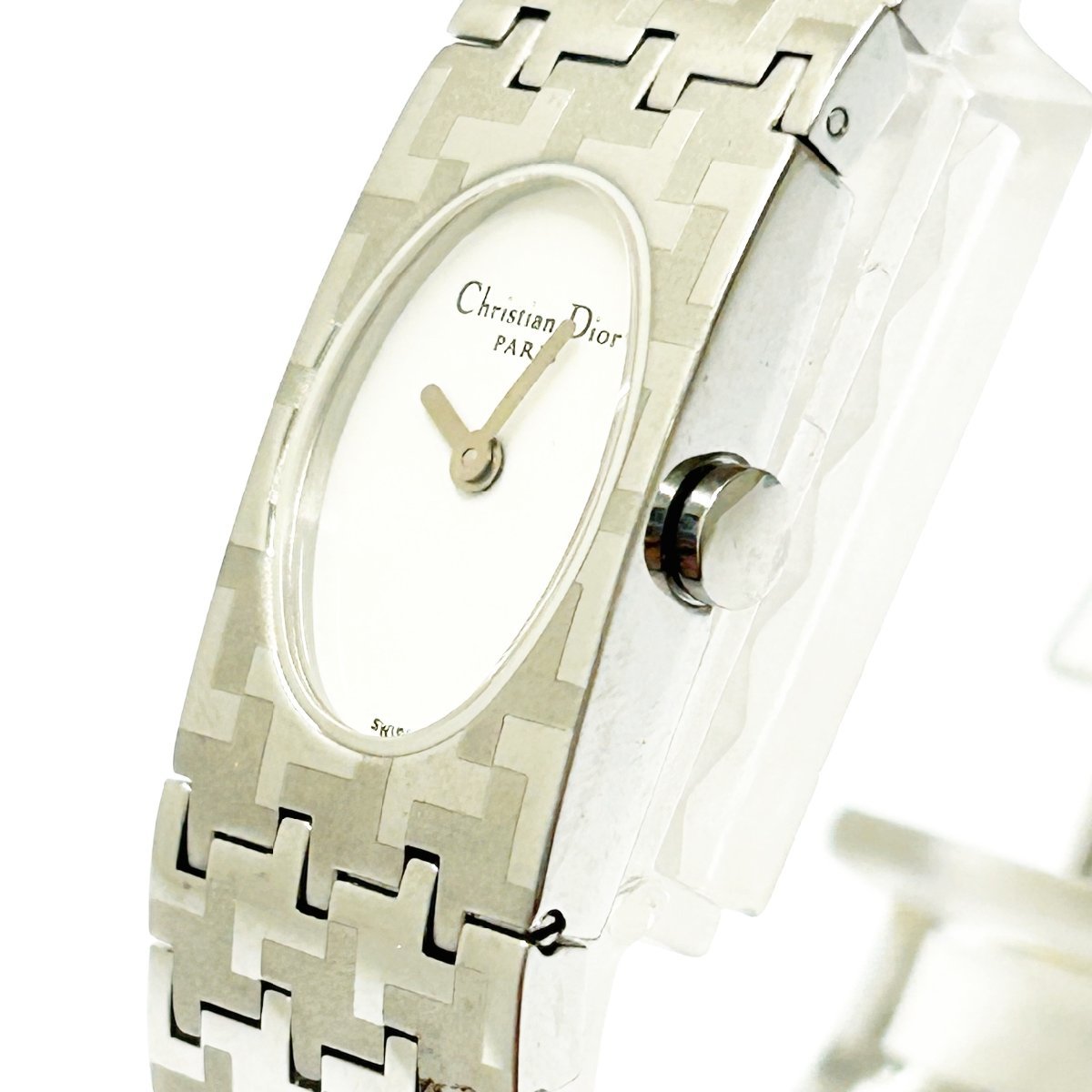 【1円スタート】Christian Dior クリスチャンディオール D70-100 ミスディオール SS ホワイト文字盤 QZ レディース腕時計 ジャンク 244237_画像2