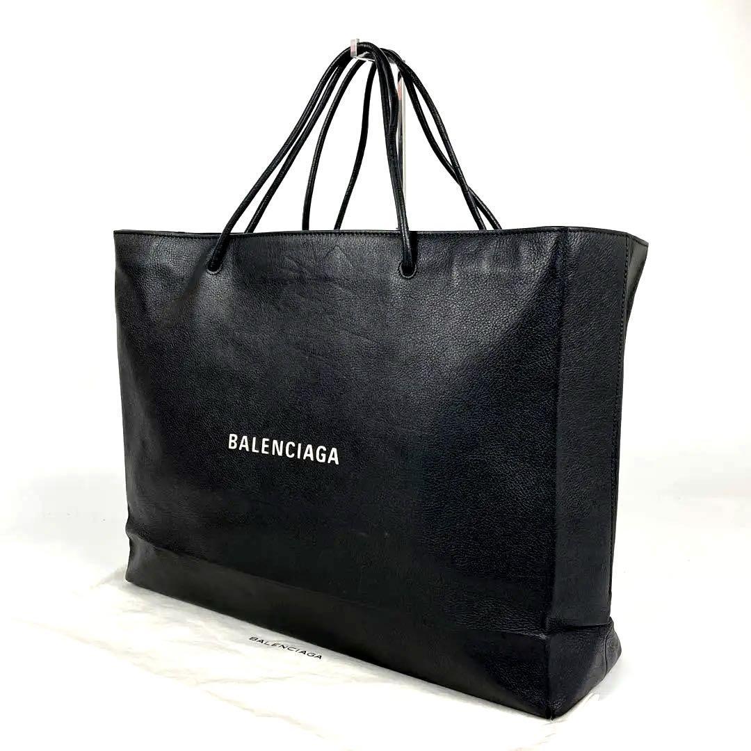 美品■BALENCIAGA バレンシアガ ショッピング トートバッグ イーストウエスト 肩掛け エブリデイ ハンドバッグ シボ革 レザー 黒 ブラック_画像2