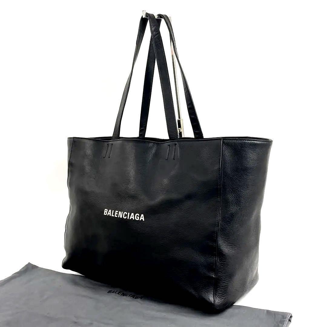 美品●BALENCIAGA バレンシアガ トートバッグ イーストウエスト エブリデイ 肩掛け ショッピング シボ革 レザー 黒 ブラック 男女兼用 A4可の画像2