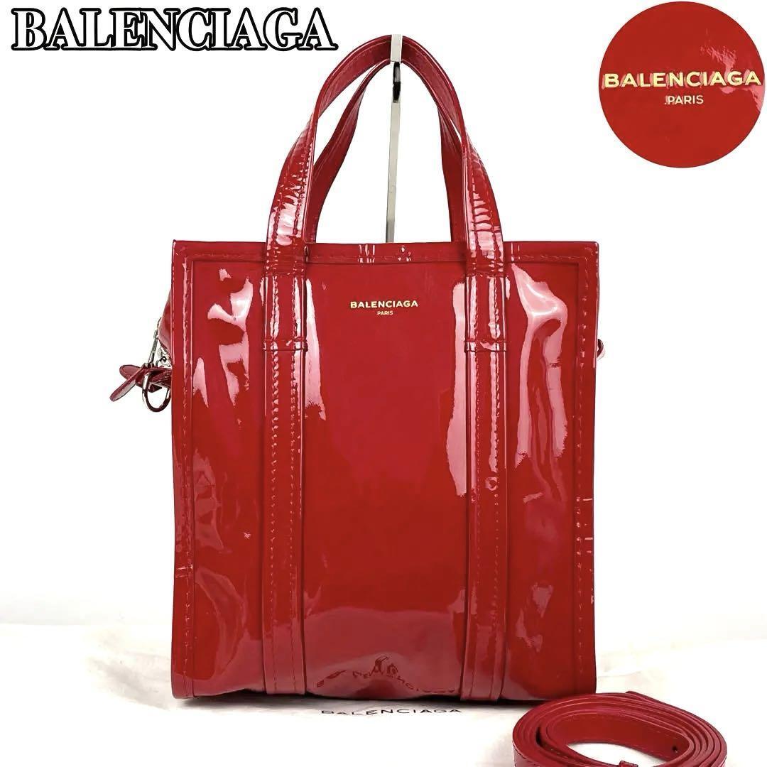  прекрасный товар #BALENCIAGA Balenciaga большая сумка ba The -ru2way ручная сумочка XS сумка на плечо pa палатка кожа красный красный *A4 место хранения возможно 