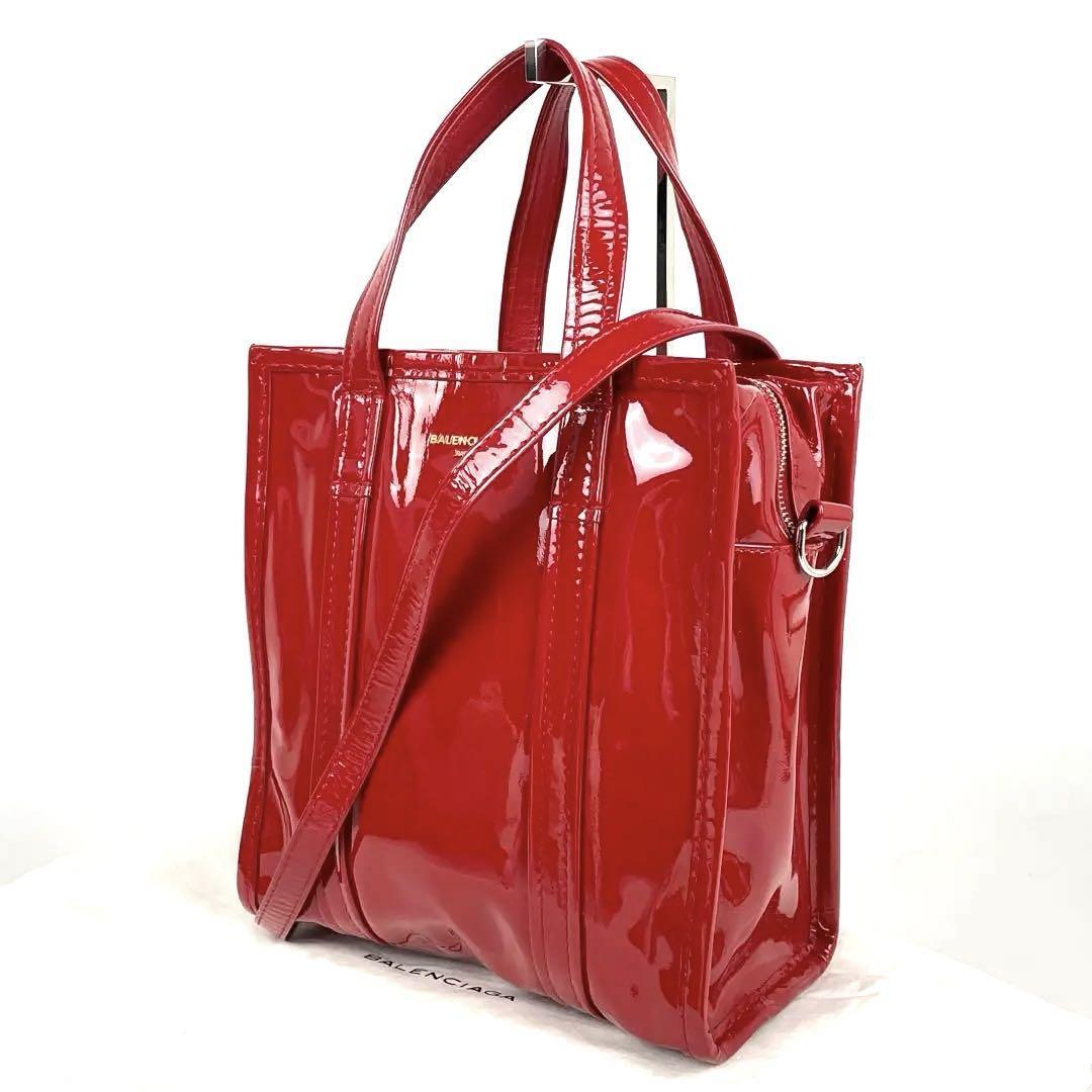  прекрасный товар #BALENCIAGA Balenciaga большая сумка ba The -ru2way ручная сумочка XS сумка на плечо pa палатка кожа красный красный *A4 место хранения возможно 