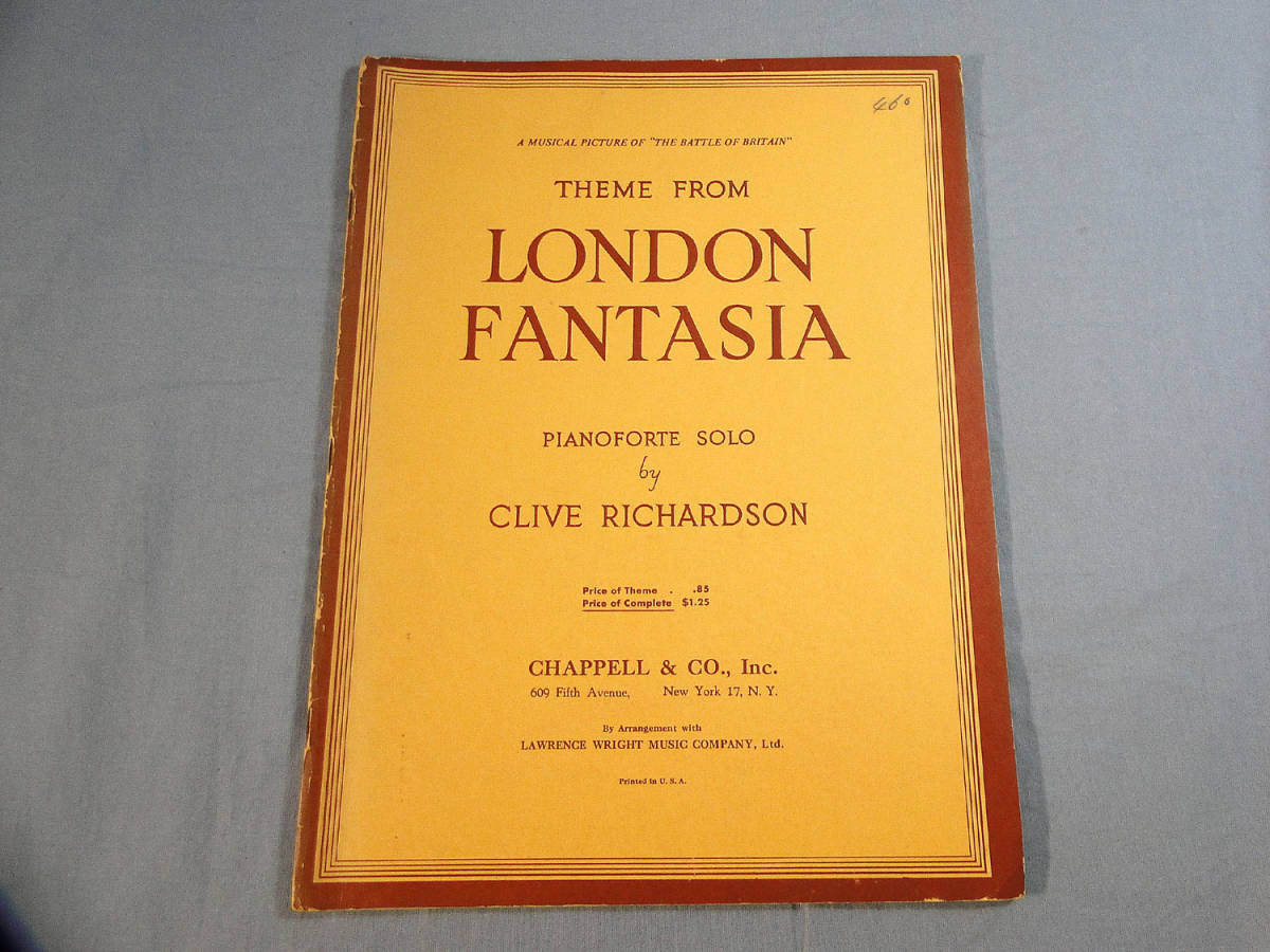 o) ピアノ譜 クライヴ・リチャードソン　THEME FROM LONDON FANTASIA[1]2902_画像1