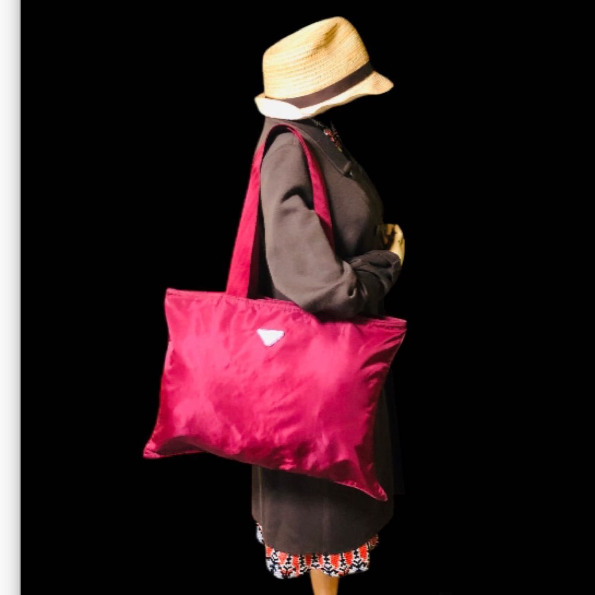 美品】 PRADA プラダ ナイロン トートバッグ ワインレッド 美品】 PRADA プラダ ナイロン トートバッグ ワインレッド