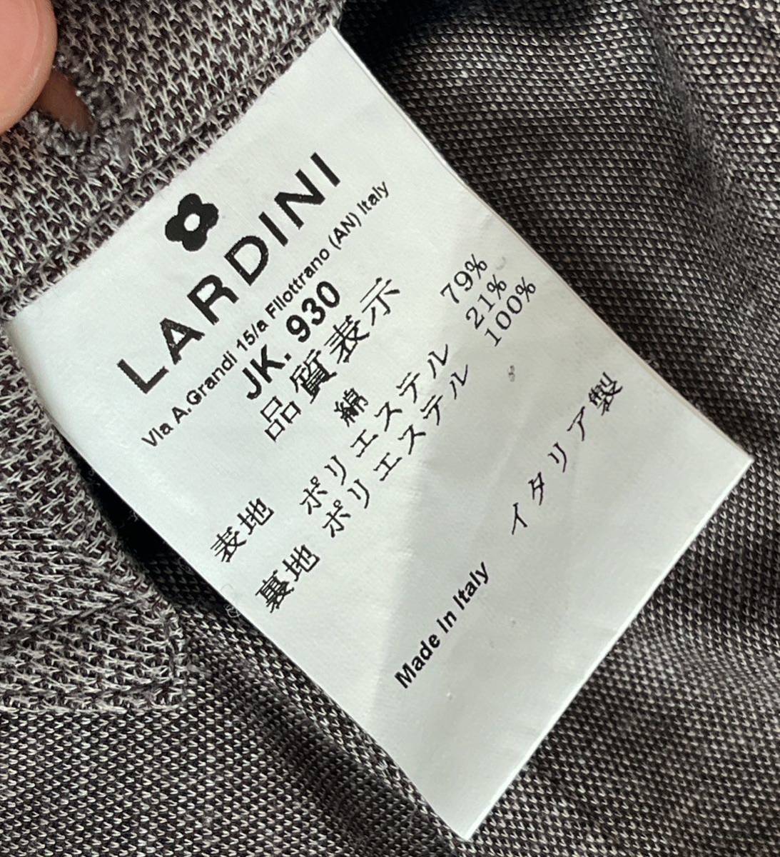 LARDINI 近年モデル ラルディーニ サイズ 44 S〜M テーラードジャケット グレー系 コットン イタリア製_画像6