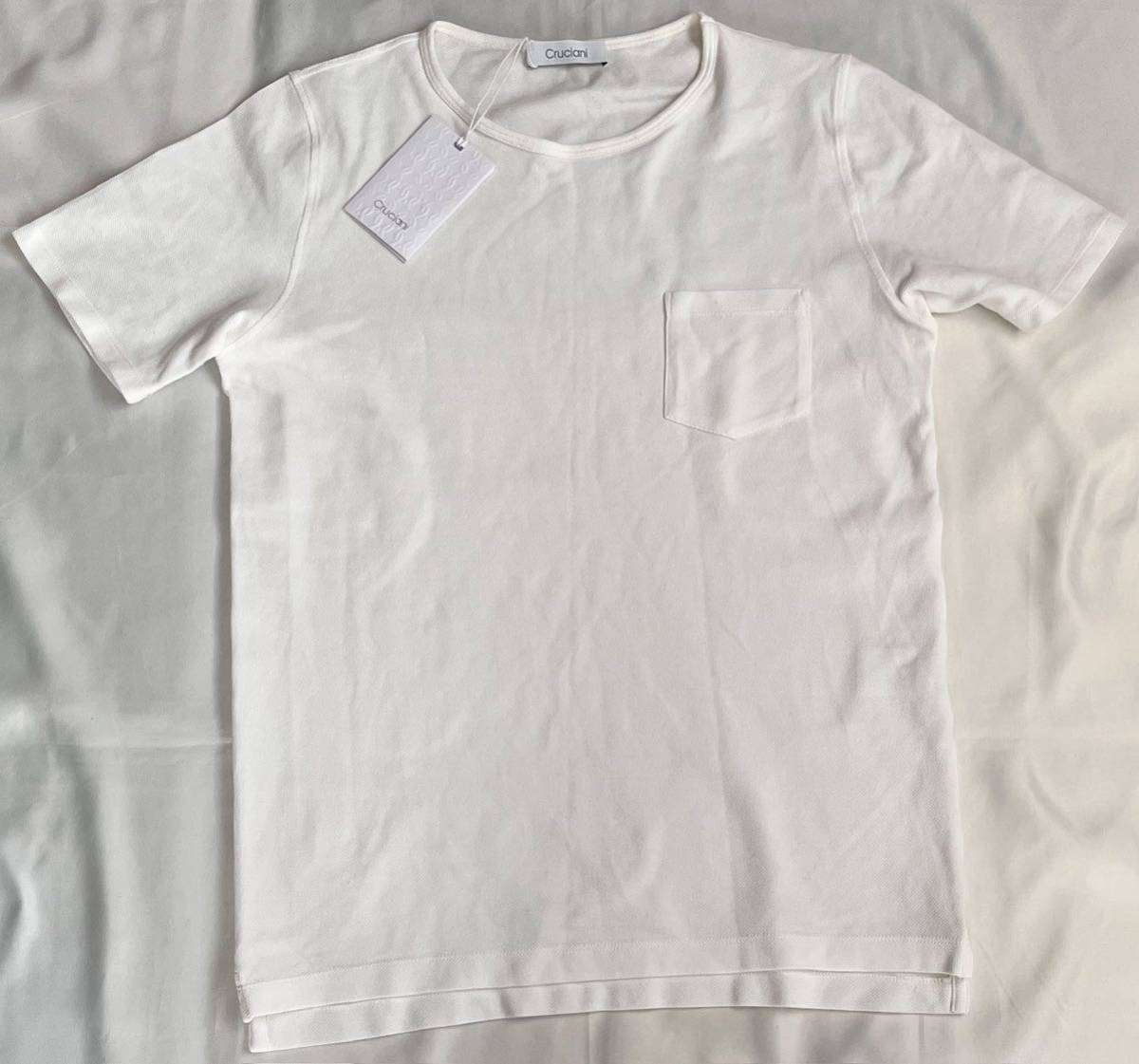 Cruciani クルチアーニ Tシャツ 半袖 コットン 綿 ホワイト系 サイズ 48 M～L クルーネック ポケットTシャツ イタリア製_画像2