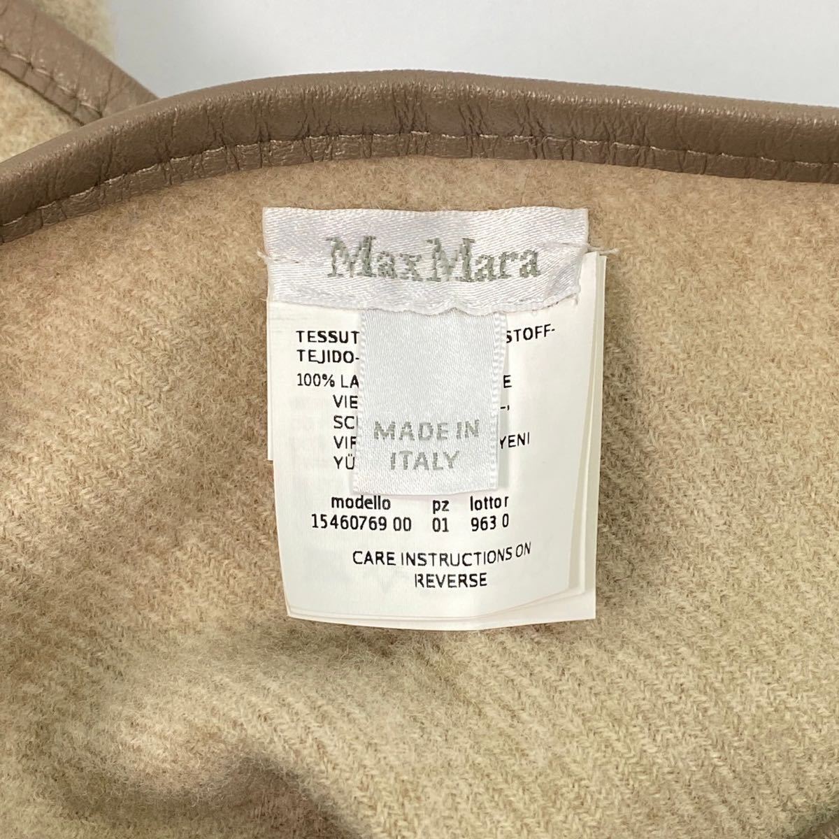最高級 白タグ 美品 MaxMara マックスマーラ ポンチョ ケープ ヴァージンウール コート ベージュ レザーベルト レディース 正規品 aa533_画像6