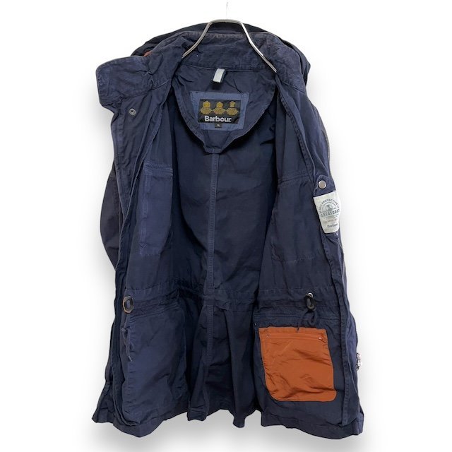 1スタ バブアー　XL SYLKOIL GREATCOAT フード付き　コットン　ジャケット　ライトウェイト　ネイビー　i5 Barbour メンズ_画像7