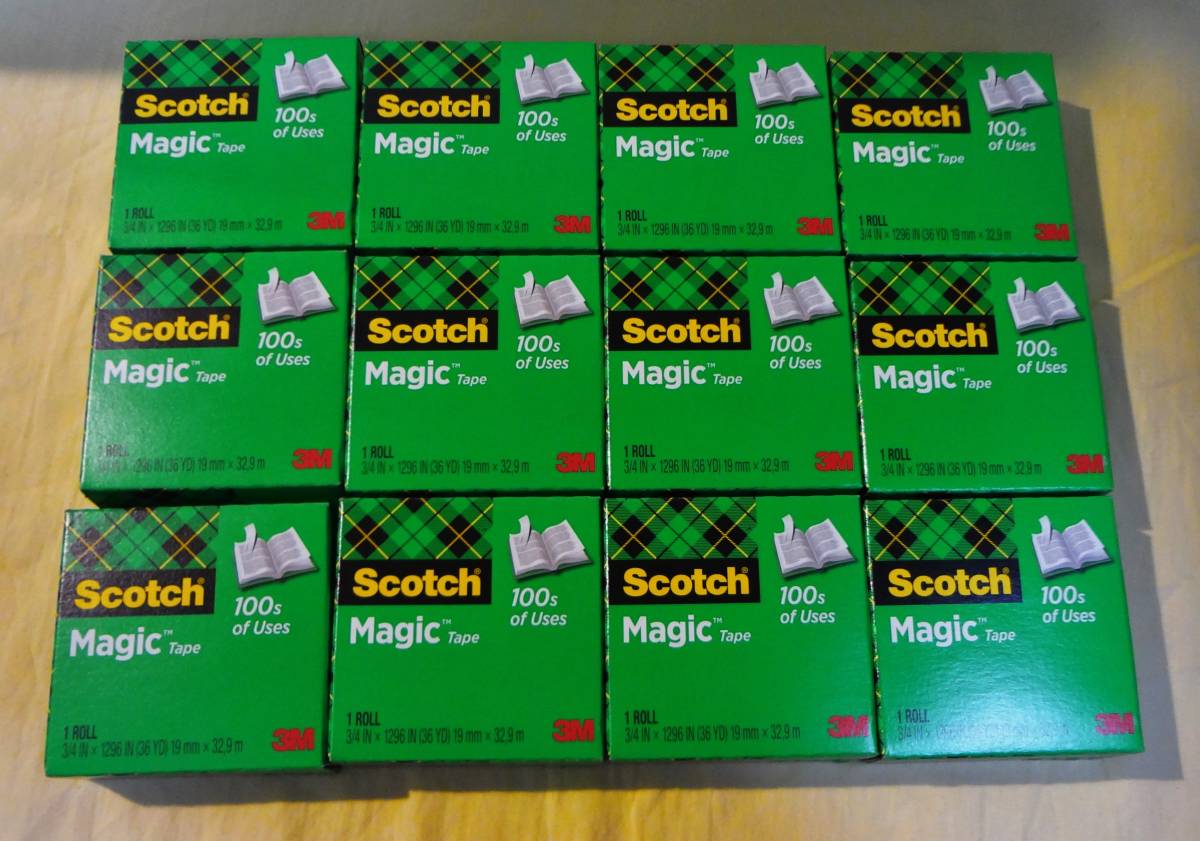 ★【未使用・未開封】3M Scotch Magic Tape メンディングテープ 19mm×32.9ｍ 12巻まとめて! お買得品 ★ 送料230円　_画像1