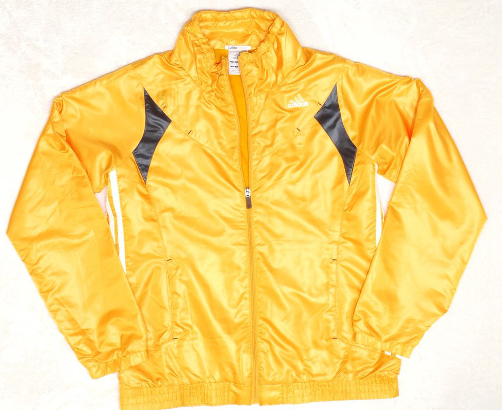 *adidas Adidas lining fleece window jacket windbreaker suit top and bottom lady's M size yellow . gray 