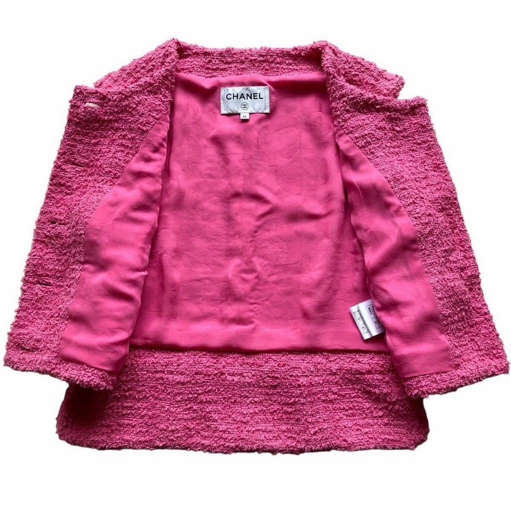 ◆極美品◆ 国内正規品 22s CHANEL Vest Pink シャネル ツイード ベスト ジレ クロップド ピンク ココボタン 36 P72532の画像6