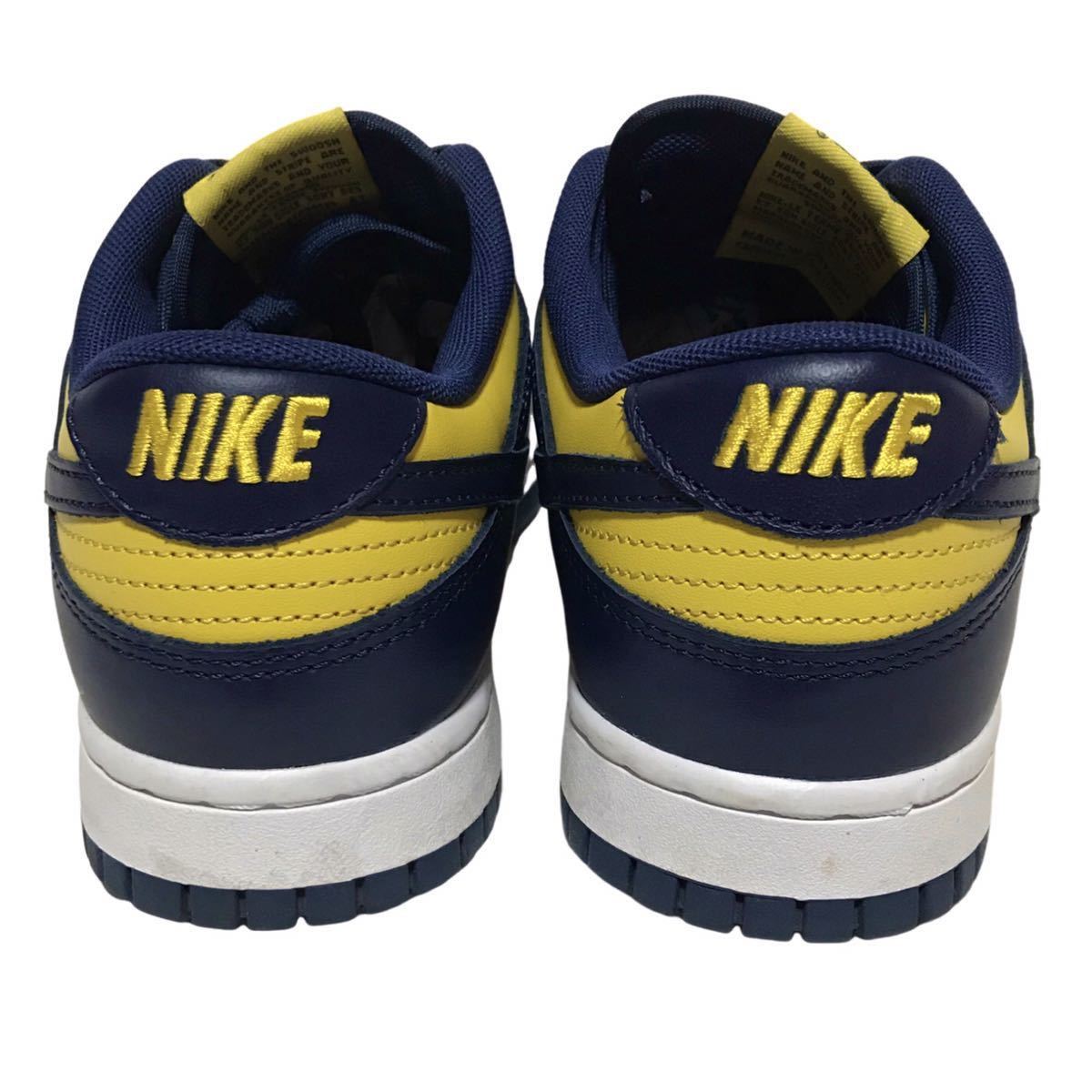 【美品】NIKE DUNK LOW RETRO ナイキ ダンク ロー レトロ ミシガン メンズ スニーカー 26㎝ 黄色 紺 ローカット シューズ DD1391 700 正規_画像6