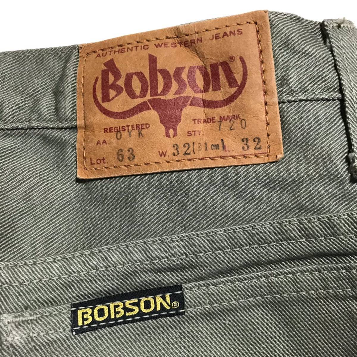 [ dead stock ]70s 80s BOBSON 720 Bobson color jeans W32/81. gray Vintage slim Denim pants made in Japan Okayama records out of production 5