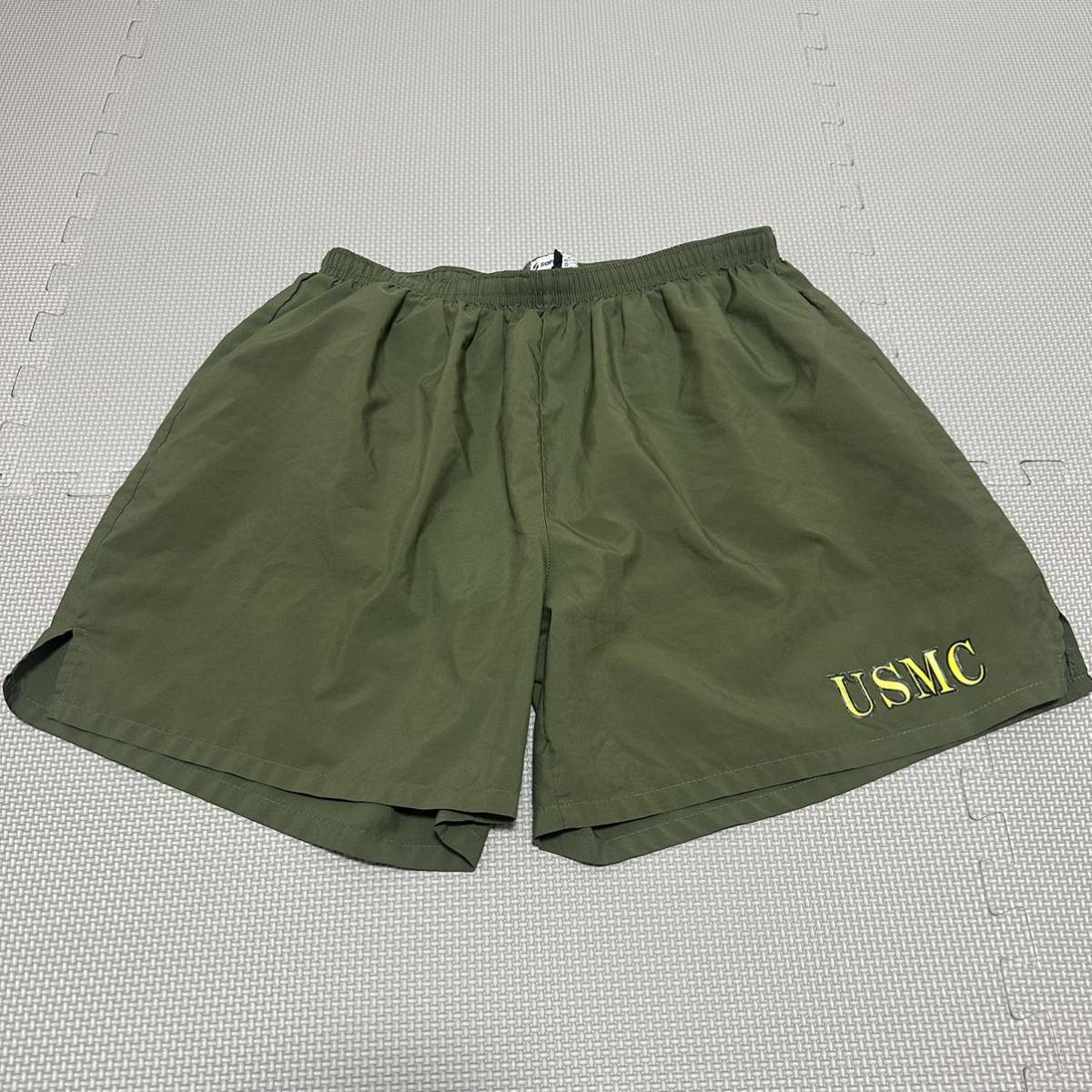 OKINAWA 米軍実物 USMC MARIEN TRUNKS SOFFE MADE IN USA トレーニングウェア パンツOD MEDIUM [NO.A0015]_画像1