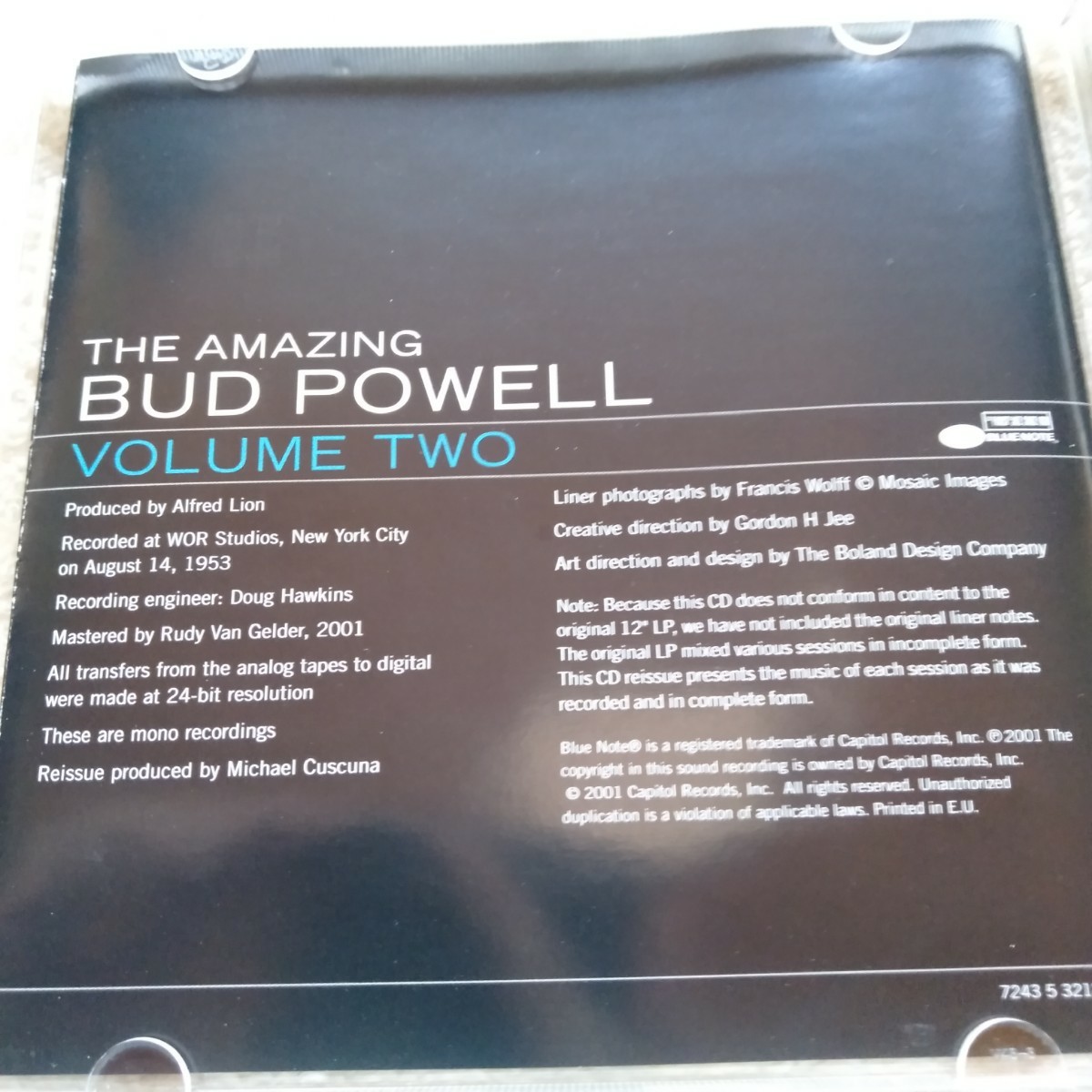 S008 Ａｍａｚｉｎｇ Ｂｕｄ Ｐｏｗｅｌｌ ２／ＢｕｄＰｏｗｅｌｌバドパウエルトリオ ブルーノート CD ケース状態Ａ ジャズ_画像10