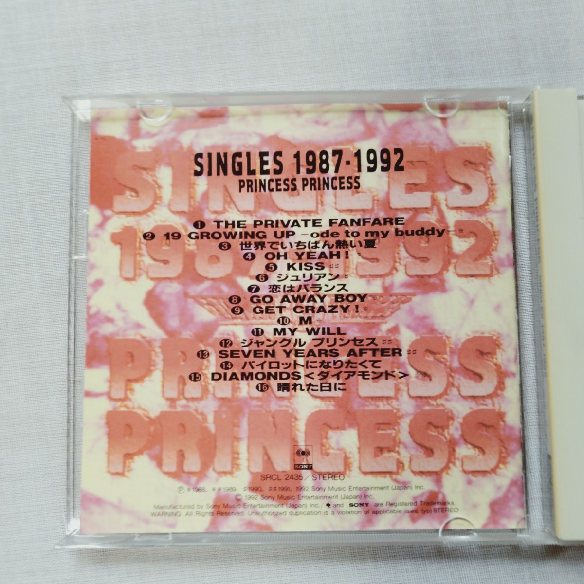 T172 プリンセスプリンセス PRINCESS PRINCESS SINGLES 1987-1992 CD ケース状態A 帯付 _画像7