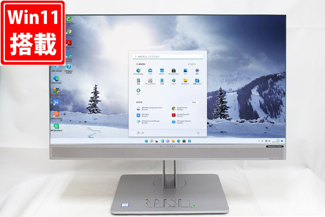 中古良品 フルHD 23.8型液晶一体型 HP EliteOne 800 G5 All-in One Windows11 九世代 i5-9500　 8GB NVMe 512GB-SSD カメラ 管:0934h_画像1