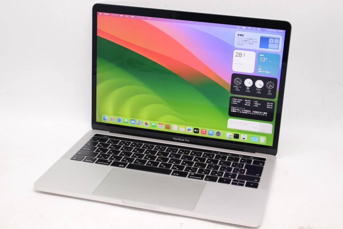 中古良品 2K対応 13.3型 Apple MacBook Pro 2019 A1989 (TouchBar) macOS 14 Sonoma 八世代 i7-8569U 16GB NVMe 1TB-SSD 管:1425hの画像1