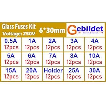 Kiligen 168個 6 * 30mm ガラス管 ヒューズ (0.5A/1A/2A/3A/4A/5A/6A/7A/8A/10A_画像6