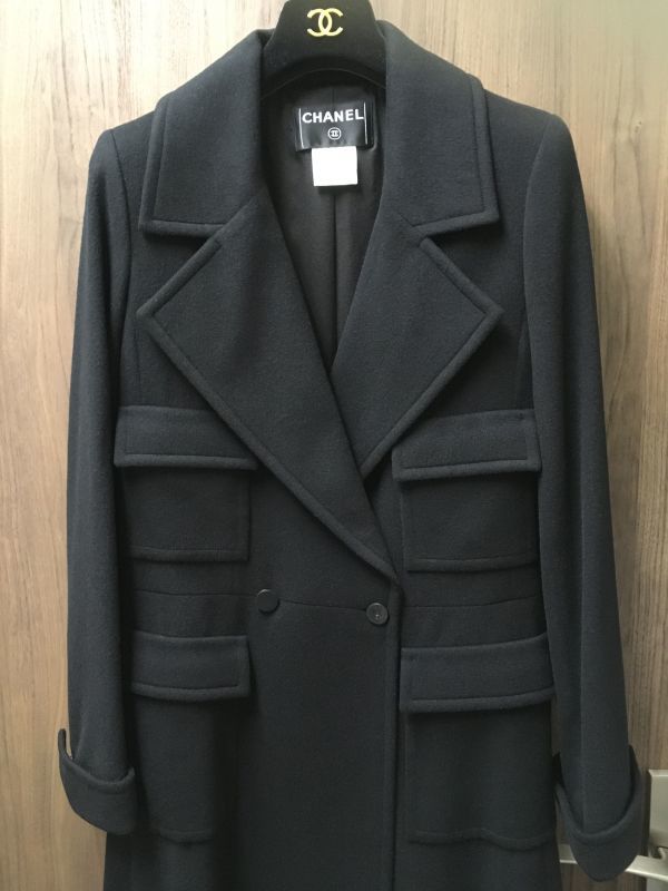 ■限定SALE■新品タグ無! Chanel 01A 超豪華 極上カシミア100％コート 永遠の憧れ 漆黒カシミアドレスコート ノーブル 淑女 38 M～L 9号～_画像3