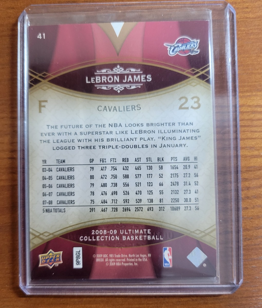 2008-09 Ultimate Collection #41Lebron James Cavs 499枚限定 シリアル番号入り_画像2