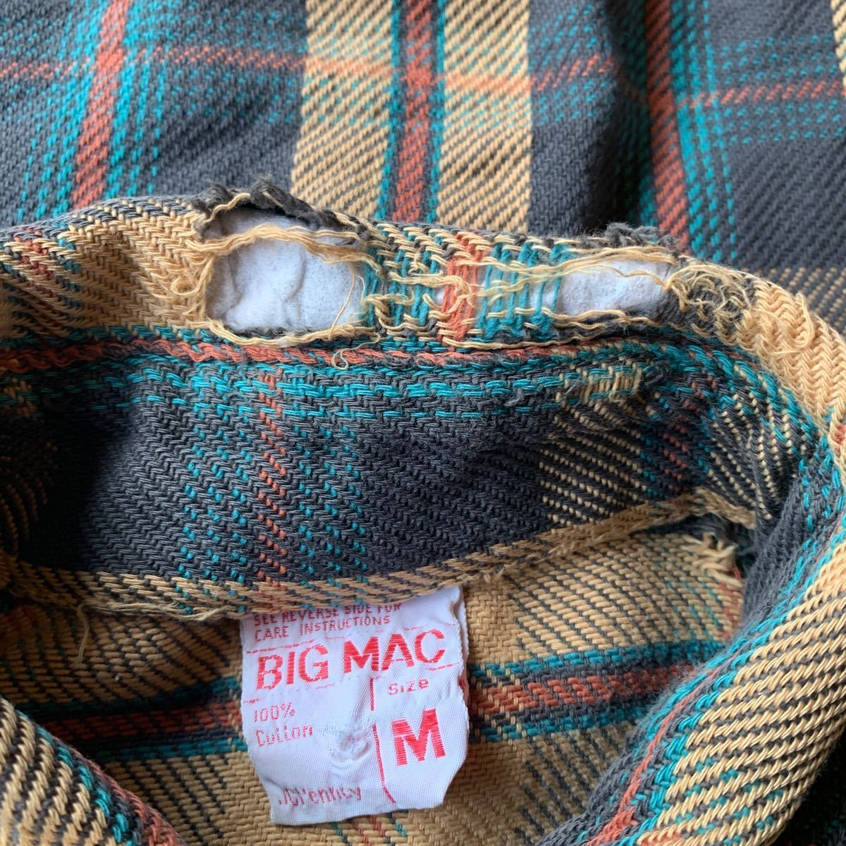 70s BIG MAC ヘビー　ネルシャツ　単色タグ　ビンテージ　JCPenney USA製 6ボタン　ビックマック_画像6