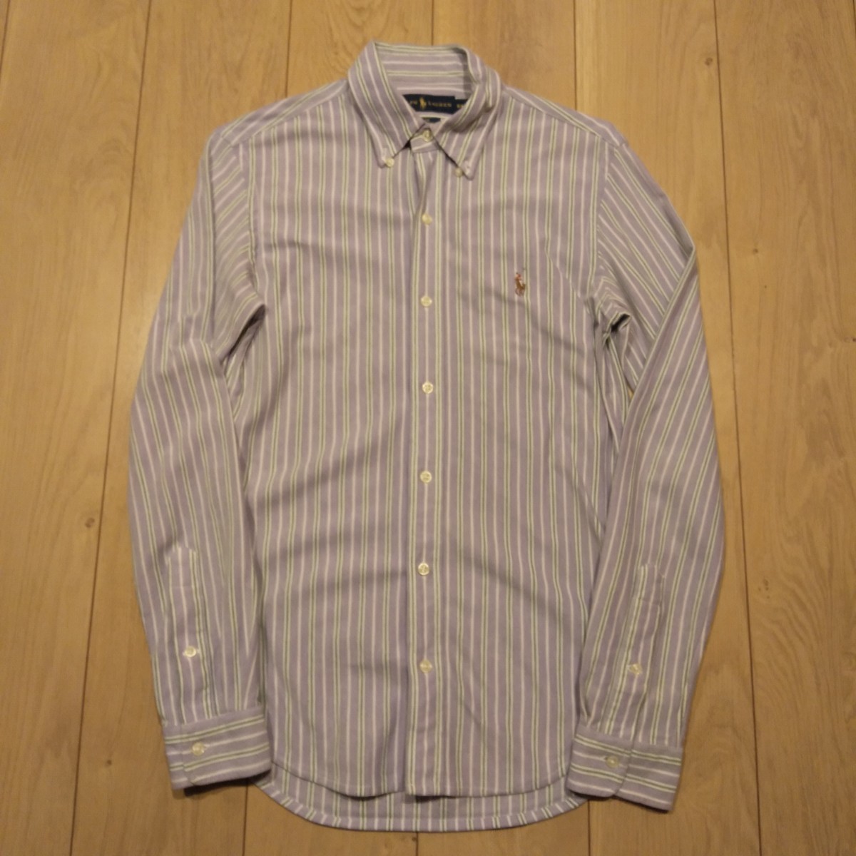 USA古着卸 Sサイズ Ralph Lauren ラルフローレン ニットオックスフォード ロゴ刺繍 長袖シャツの画像1