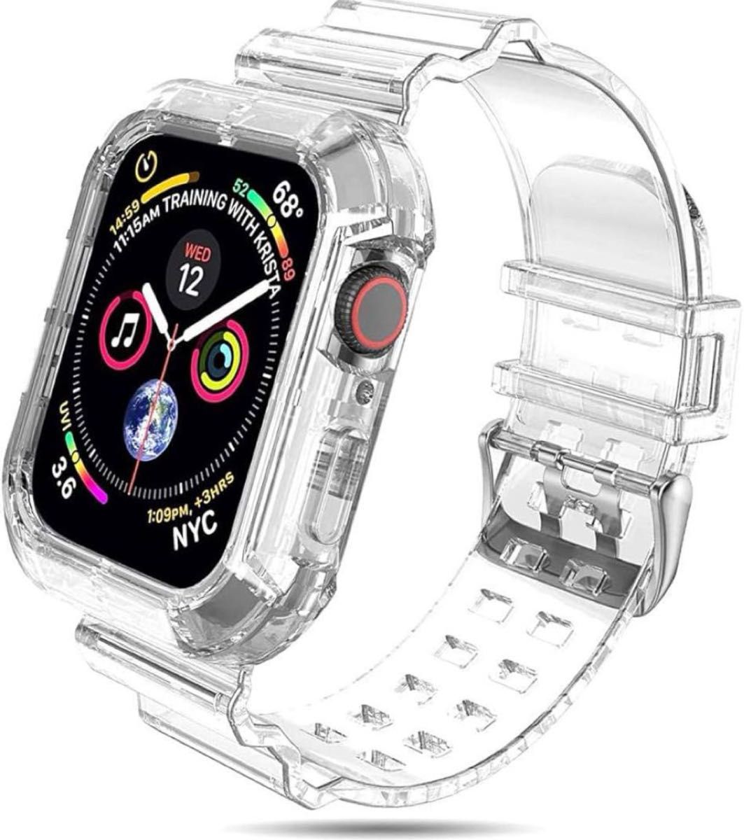 Apple Watch用バンド 透明, 保護ケース付き　透明