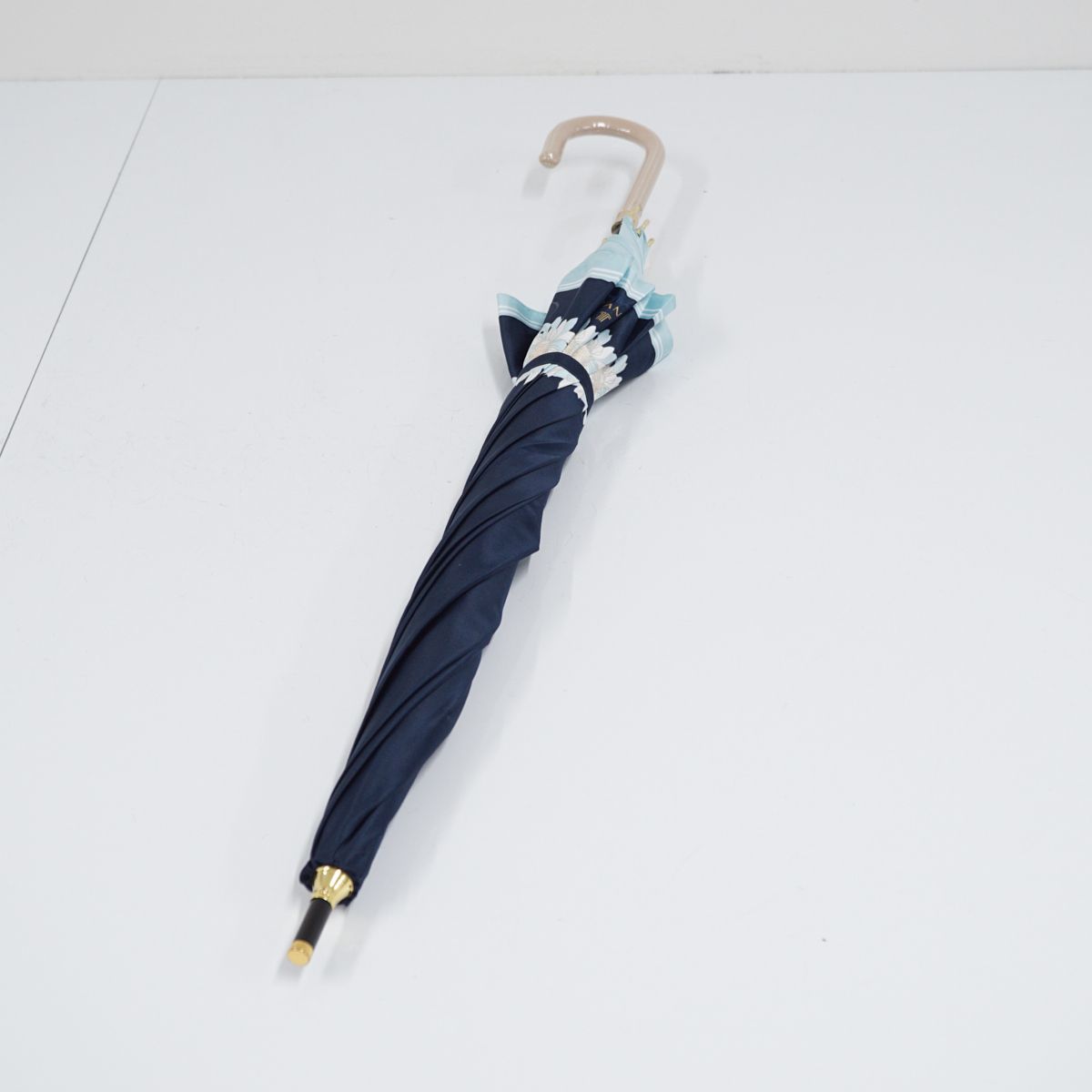 傘 LANVIN en Bleu ランバンオンブルー USED美品 フラワー ネイビー 耐風 ジャンプ 60cm KR A0290_画像6