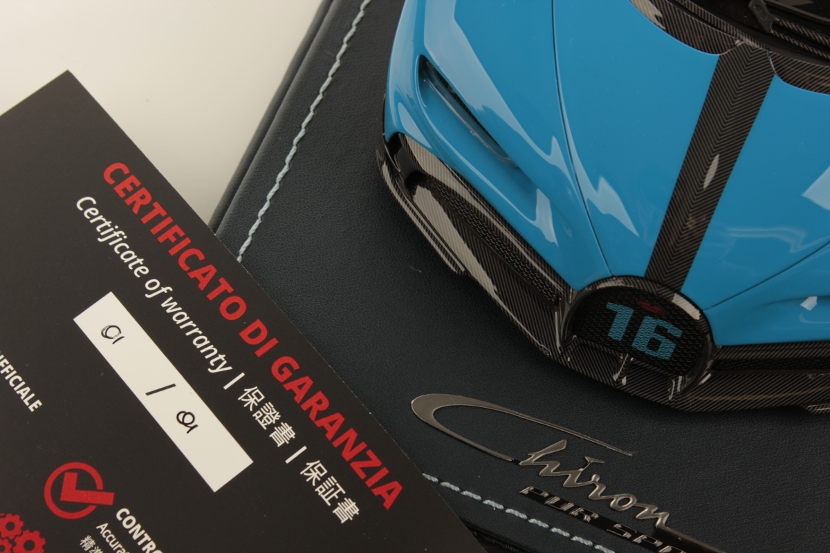 ★世界１台！数年に１度しか発売されない Bugatti 世界１台モデル！シロン最後の限定車！MR 1/18 Bugatti CHIRON PUR SPORT FRENCH LIVERY_シリアル ( 01 / 01 ) 証明書付き！保証書