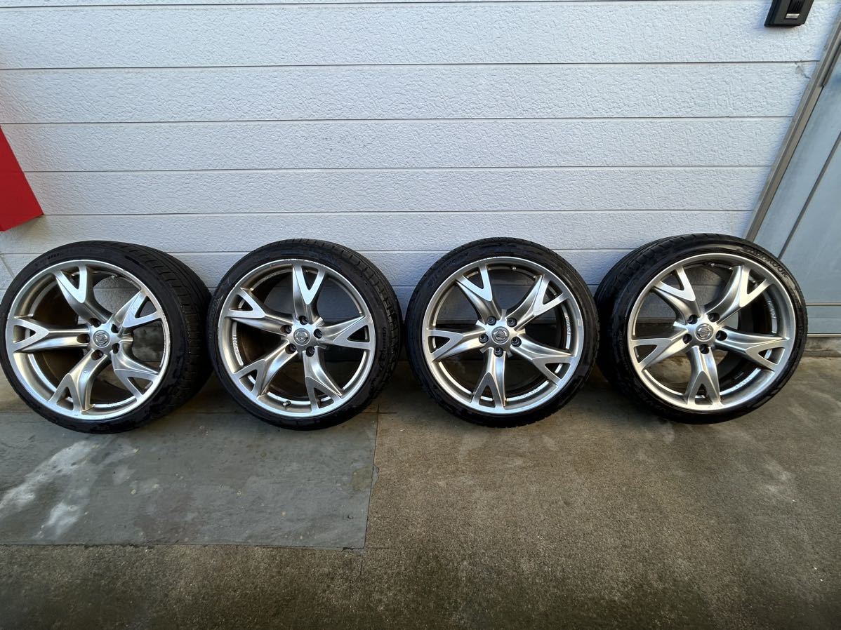 日産 フェアレディZ Z34 純正アルミホイール 4本セット 225/40R19 9j +47 255/35R19 10j +30 114.3 5H RAYS レイズ バリ溝　直接取引のみ_画像2