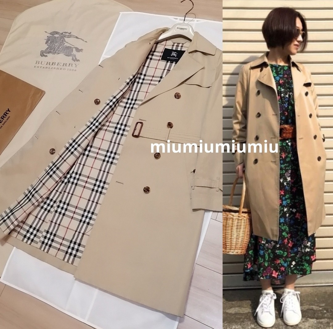 最終価格●本物上質●バーバリーロンドン BURBERRY LONDON ノバチェック トレンチコート バーバリー ベルト　S M ロング　ハニー　 ベージュ