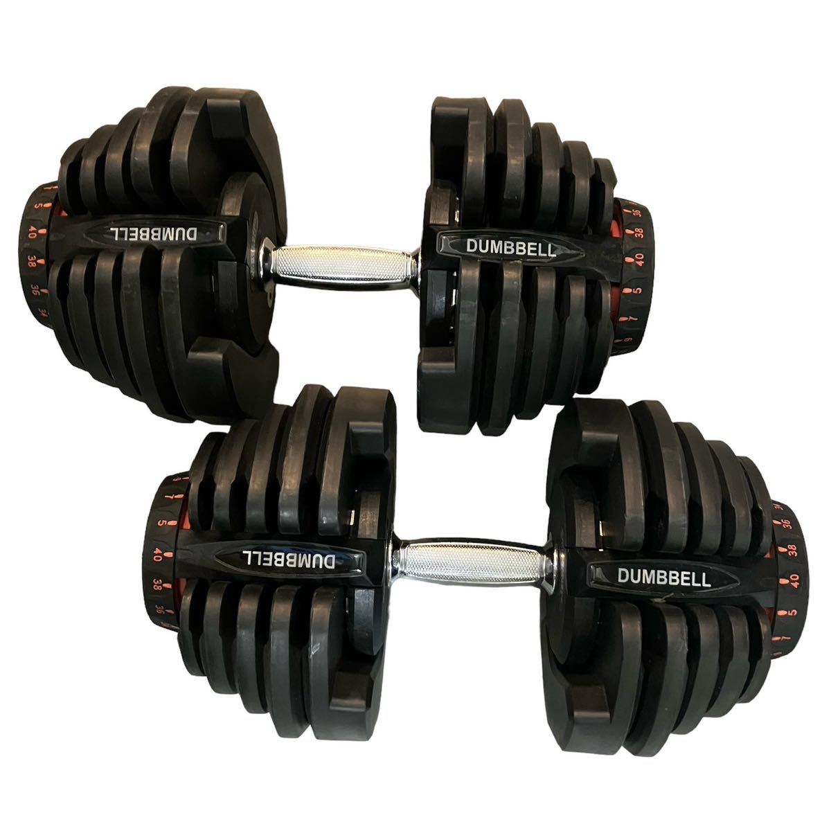 DO NOT DROP DUMBBELL 可変式 ダンベル 40kg 2個セット ダイヤル式 筋トレ トレーニング アジャスタブルダンベル 土台付_画像1