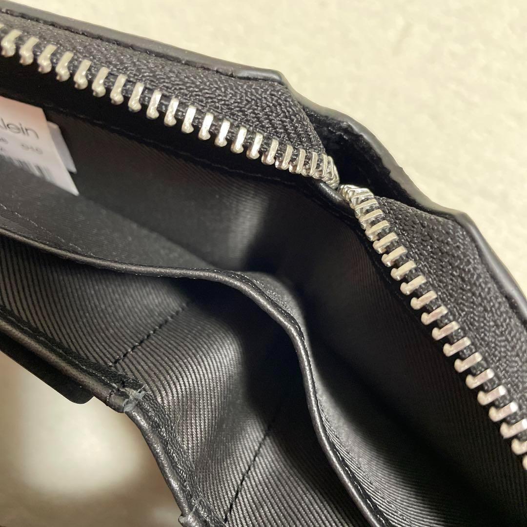  Calvin Klein folding twice purse men's Logo black 