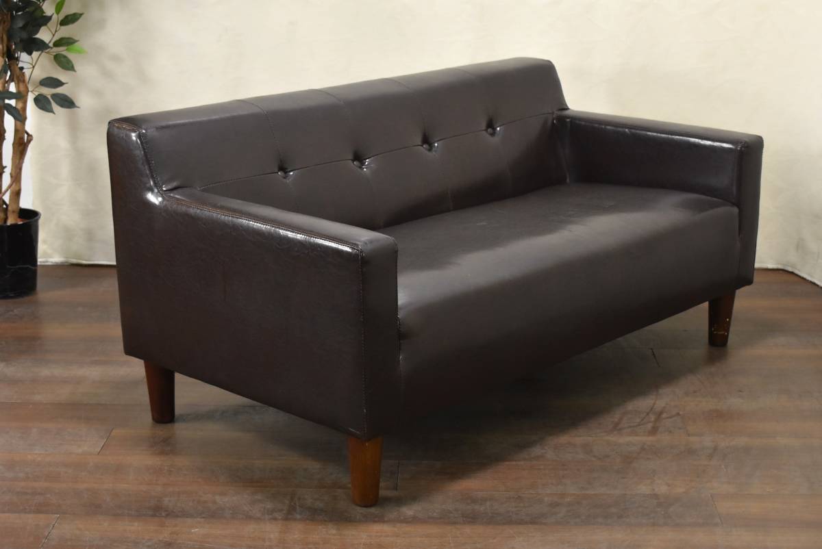 [ sendai city pickup recommendation ] retro style 2 seater . sofa width 140cm synthetic leather fake leather button low sofa retro sofa zyt1316ji60203-14+