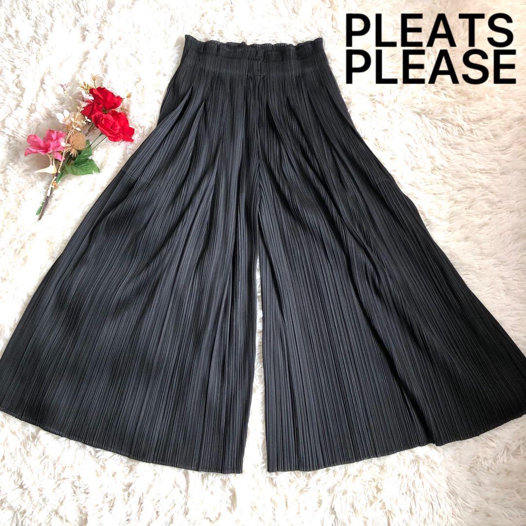 【近年モデル】極美品 プリーツプリーズ 19SS タックワイドパンツ 2 黒 PLEATS PLEASE ISSEY MIYAKE イッセイミヤケ_画像1