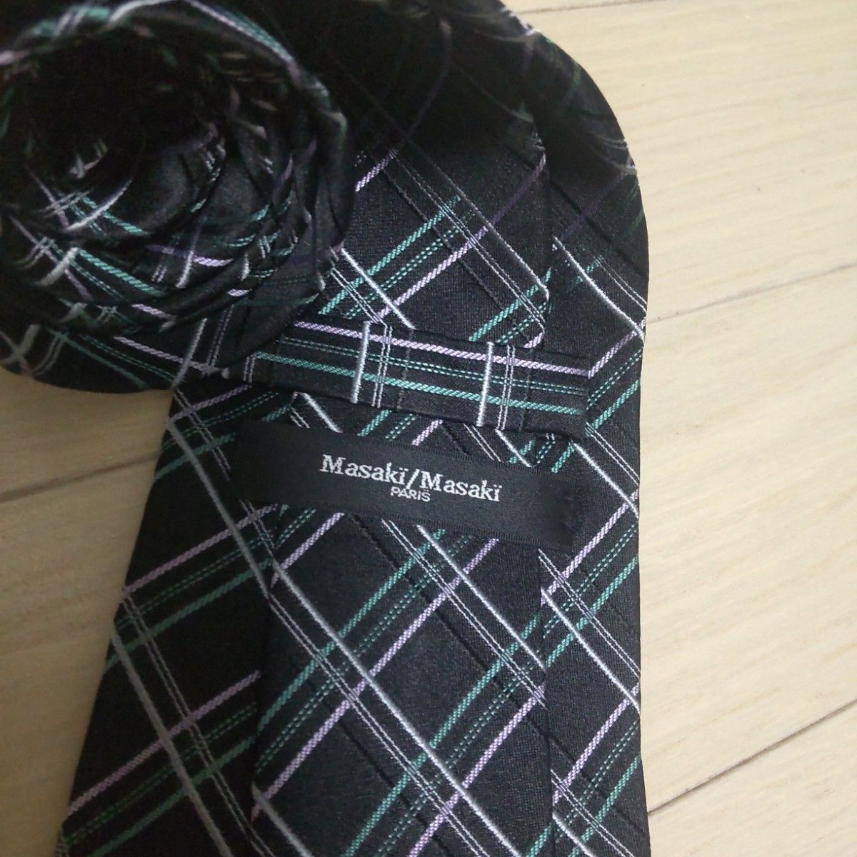 マサキマツシマ 日本製 グリーン チェック シルク 就職活動 入学式 ネクタイ
