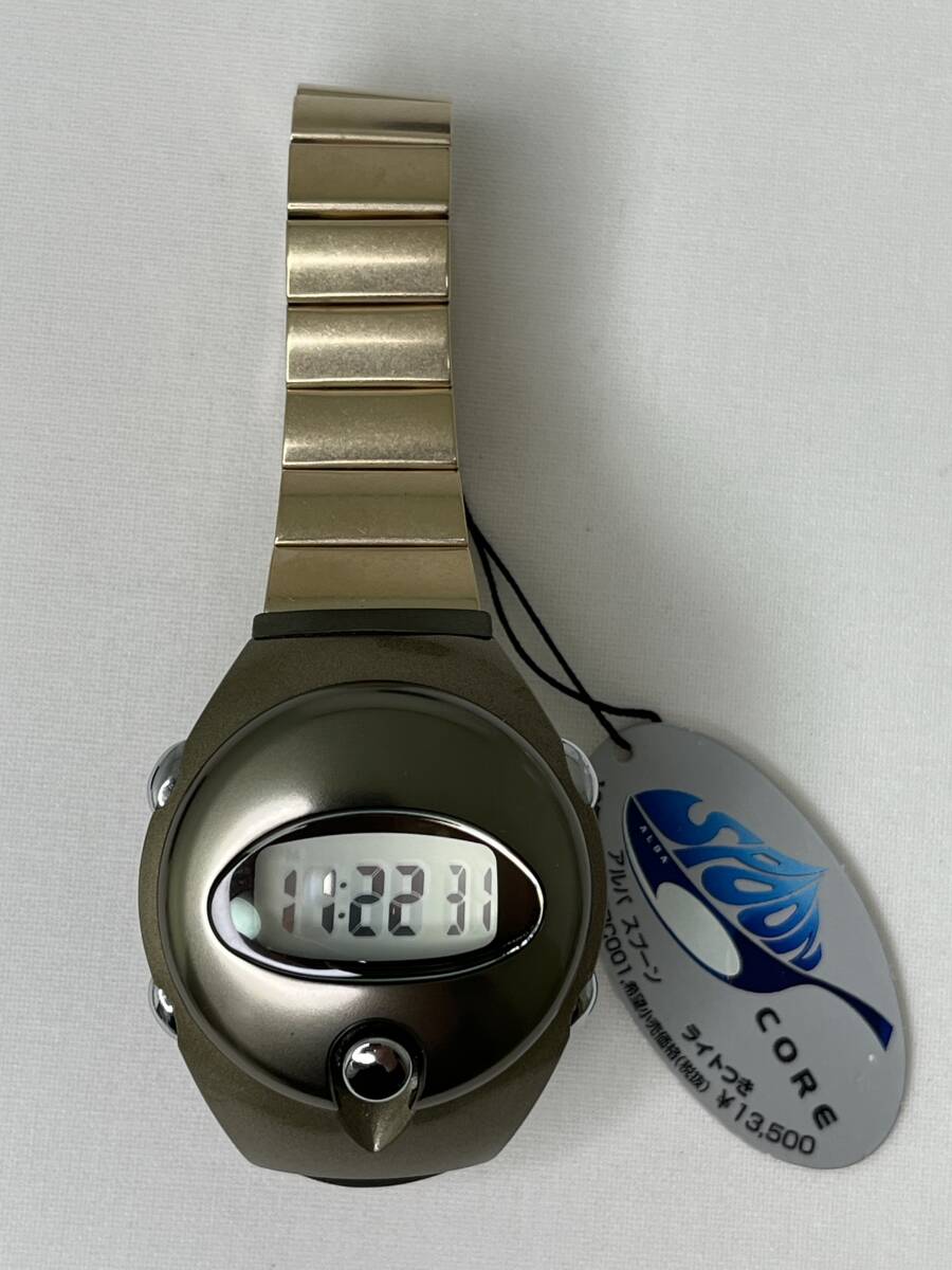 【M332】未使用品 ALBA SPOON W626-4010 メタルバンド 電池交換済み 稼働品 腕時計 タグ付き_画像1