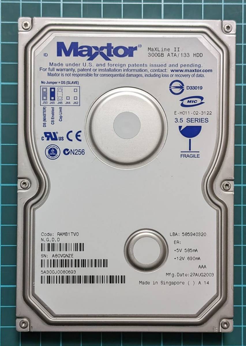 [Бесплатная доставка] Редкий Maxtor Maxline II 5A300J0 300 ГБ IDE жесткий диск 3,5 -дюймовый HDD Используется 001