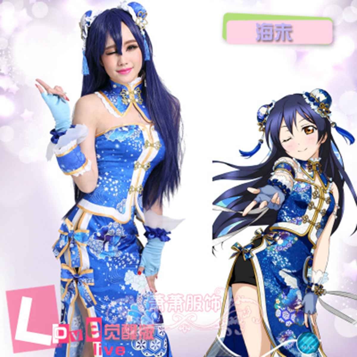 cos6407工場直販 高品質 ラブライブ! チャイナドレス 園田海未 覚醒後 コスプレ衣装 別途ウィッグ、靴下、靴追加可