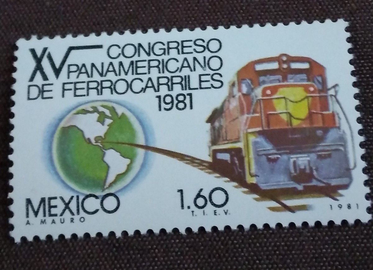 メキシコ　1981.1025 パンアメリカ鉄道会議　1完　鉄道　地図　未使用糊あり_画像6