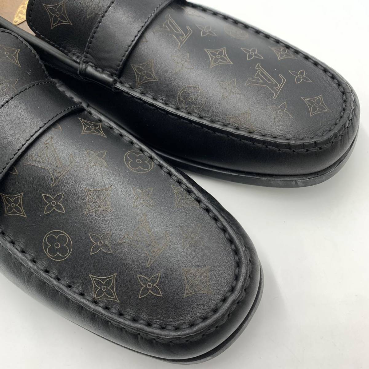 1円~☆美品/ 名作!!モノグラム柄 '高級紳士靴' Louis Vuitton ルイヴィトン FA0045 05年製 レザー ローファー 革靴 ドレスシューズ 10 伊製_画像7