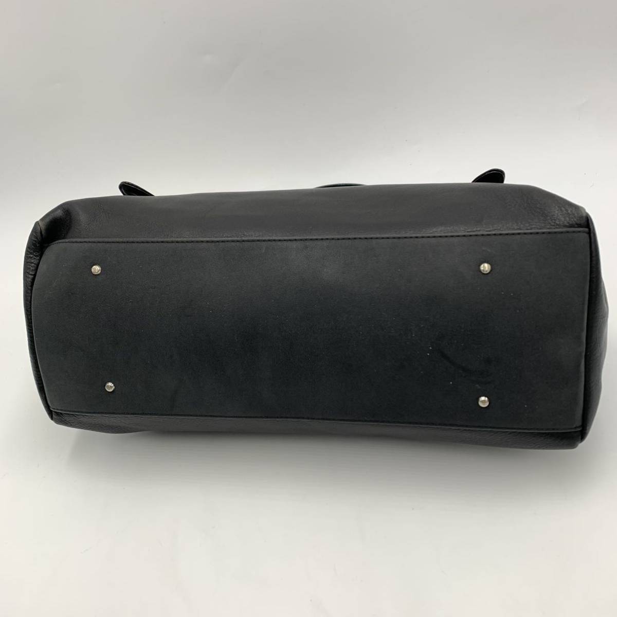 D ☆良品/ 人気モデル!! '日本製' agnes b. Voyage アニエスベーボヤージュ レザー ハンドバッグ 手提げ トートバッグ BLK レディース 鞄_画像6