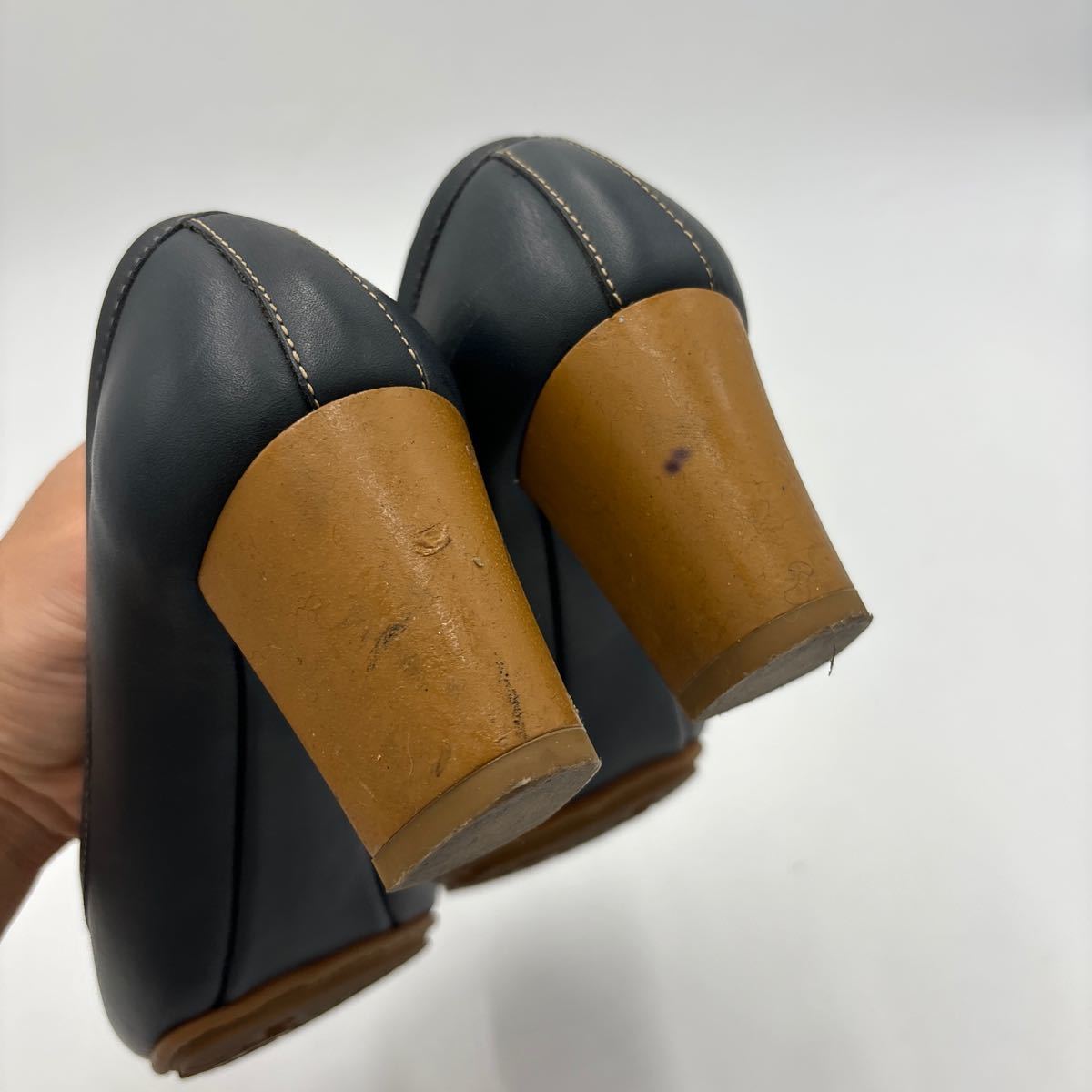 E ＊ イタリア製 '高級婦人靴' Salvatore Ferragamo サルヴァトーレフェラガモ 本革 リボン ヒール / パンプス 6C 23cm レディースの画像9