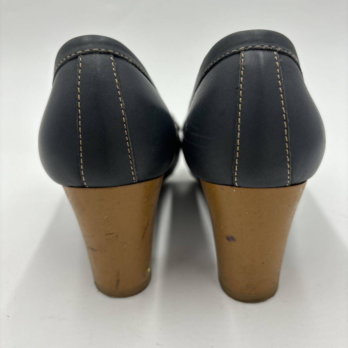 E ＊ イタリア製 '高級婦人靴' Salvatore Ferragamo サルヴァトーレフェラガモ 本革 リボン ヒール / パンプス 6C 23cm レディースの画像5