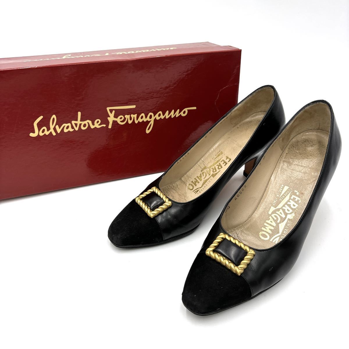 ＊ 箱付き イタリア製 '高級婦人靴' Salvatore Ferragamo サルヴァトーレフェラガモ 本革 ヒール / パンプス 6B 23cm レディース シューズ