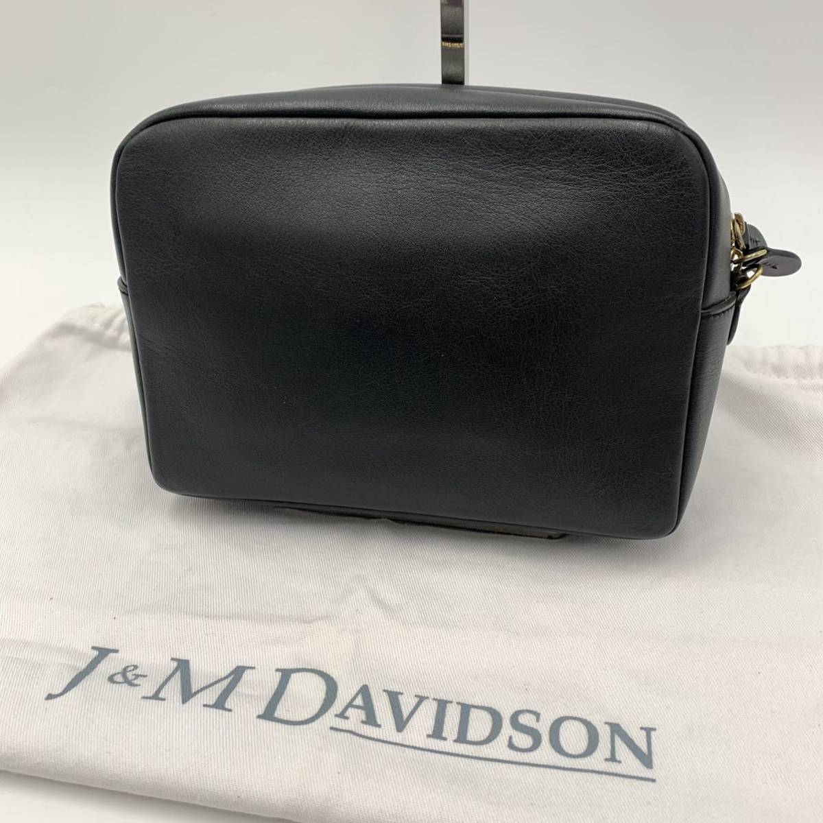 C☆良品/ 至高の一品 'スペイン製' J&M Davidson J&Mデヴィッドソン 上質レザー バニティバッグ 化粧ポーチ クラッチバッグ BLK 高級婦人鞄