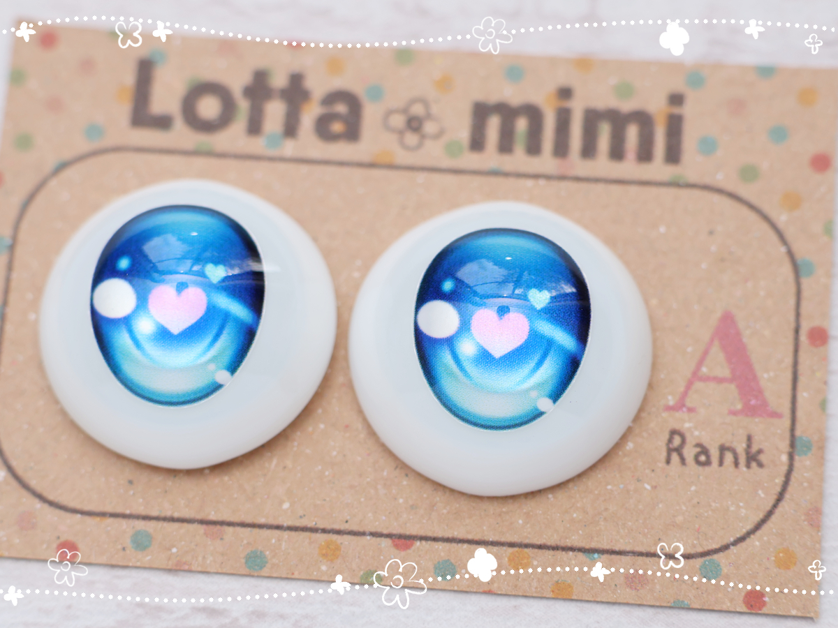 【Typeハート　アクアブルー　A品】レジンアイ 22mm相当 Lotta mimi_画像1