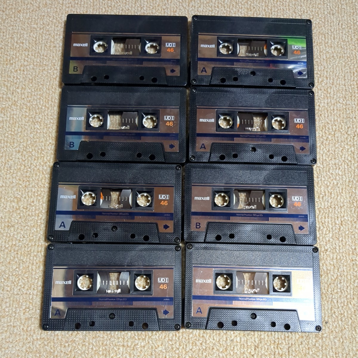 ジャンク　maxell　使用済み　カセットテープ　UD 1 Ⅰ 46　計8本　マクセル　当時物　昭和レトロ　ノーマルポジション_画像1